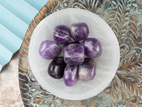 Amethyst crystal tumble stone - crystal,